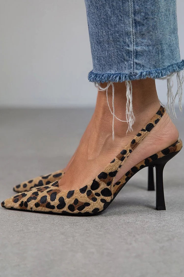 Tacchi a spillo slingback stampa leopardata Cachi a punta