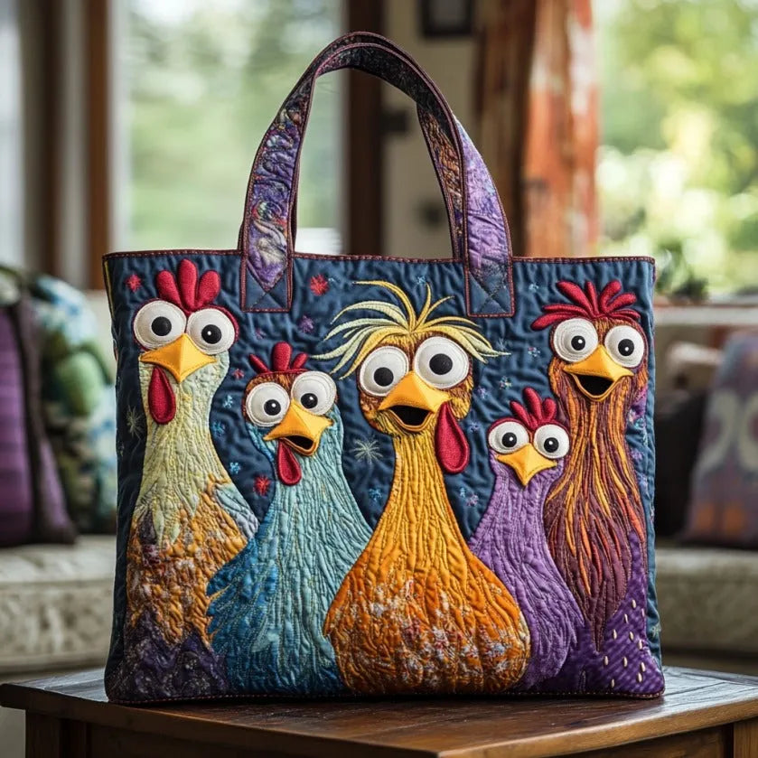 Giulia | Borsa Trapuntata Cinque Galline Colorate