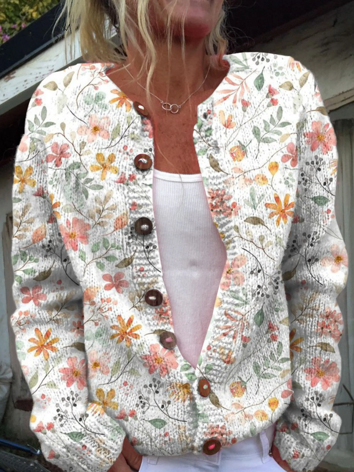 Ippolita | Cardigan Floreale Lavorato a Maglia Vintage
