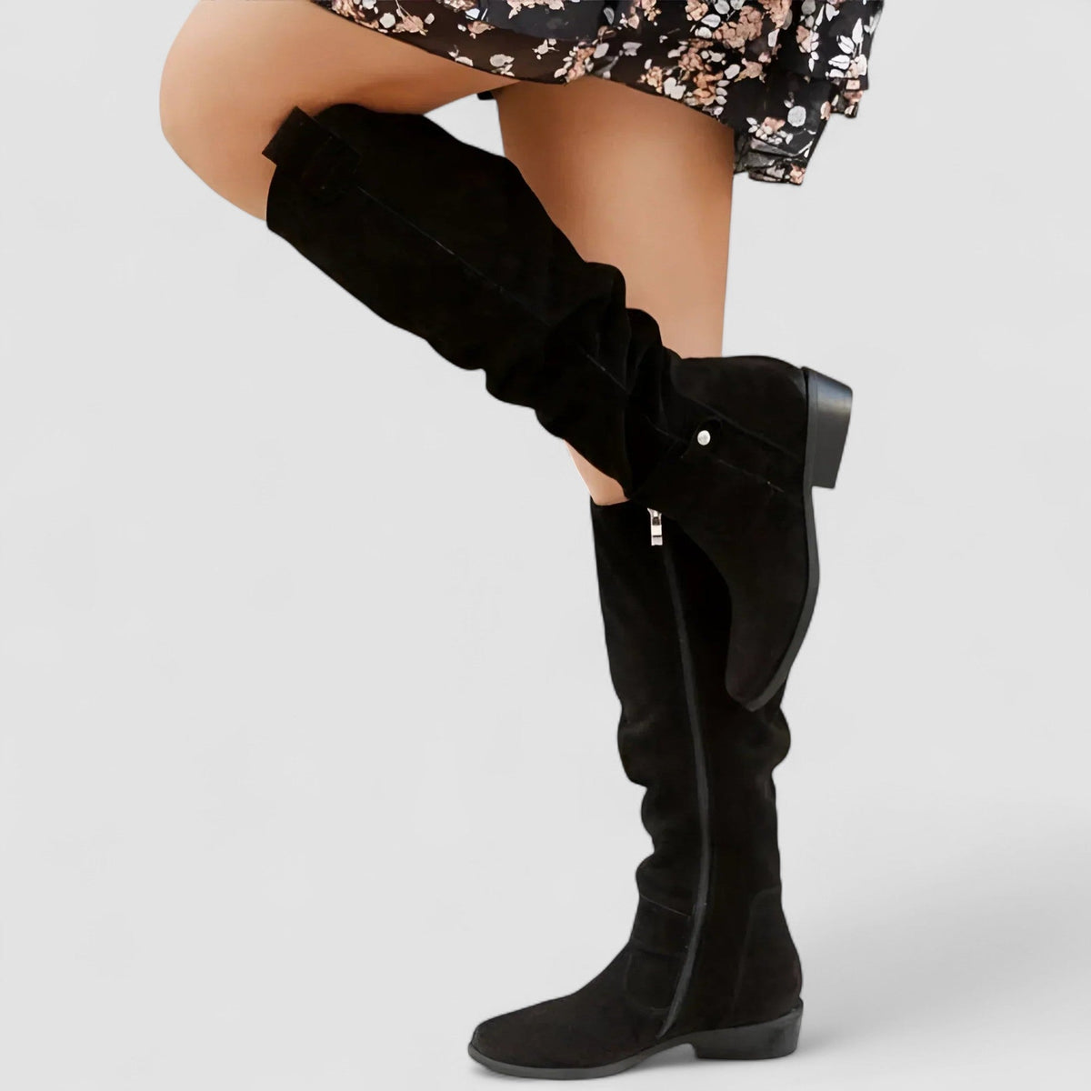 Adeliza | Stivali Cavallerizza Effetto Slouch - Nero