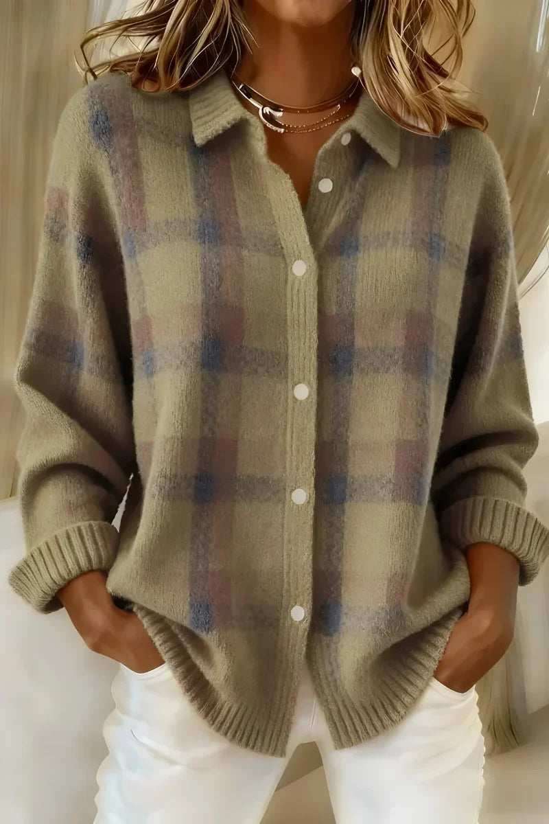 Raffaella | Cardigan a Maglia a Quadri Morbido