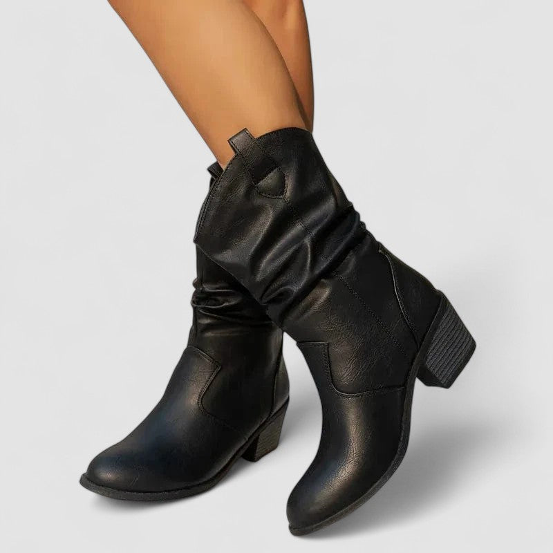 Eleanora | Stivali Effetto Slouch con Tacco - Nero