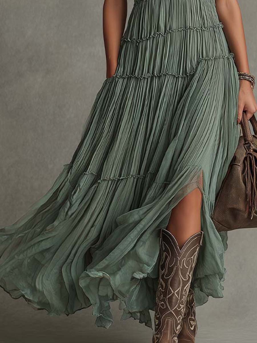 Alba | Maxi con Scollo a V Arricciato