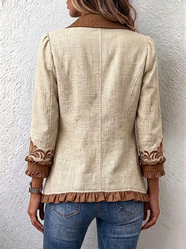 Ottavia | Giacca Bohémien Floreale Vintage con Balze