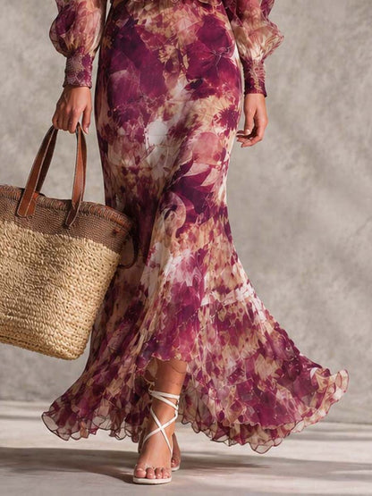 Abito maxi in chiffon rosa - dettaglio 2