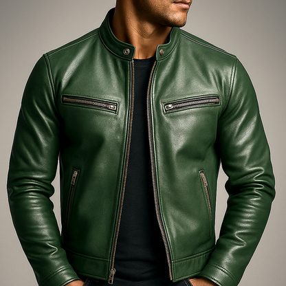 RECIO | Chaqueta vintage de piel con cremallera