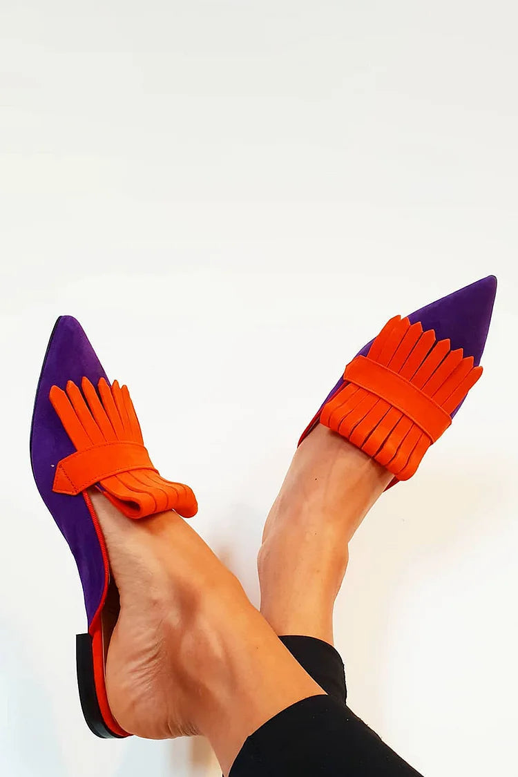 Mules viola colorblock con nappine