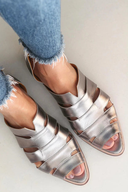Ballerine cut-out peep toe slip-on casual a punta