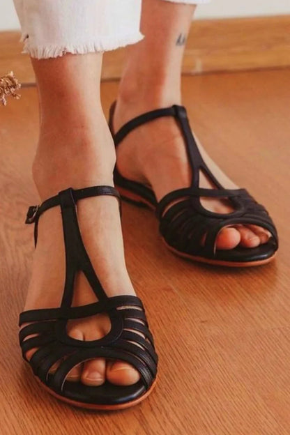Sandali cut-out peep toe Nero in tinta unita