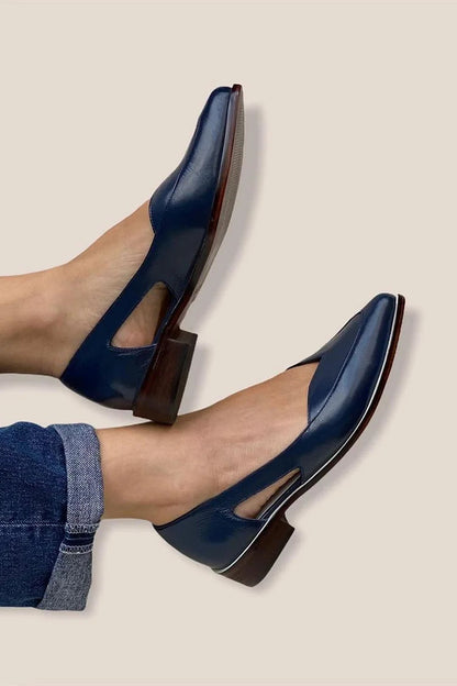 Ballerine cut-out slip-on casual Blu Navy a punta