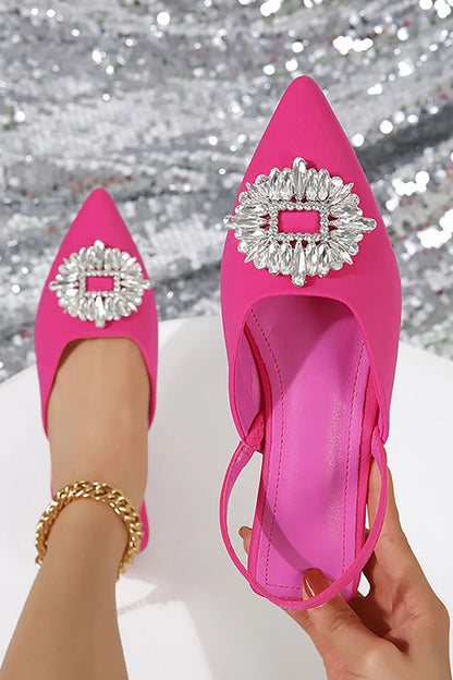 Ballerine slingback fucsia con strass