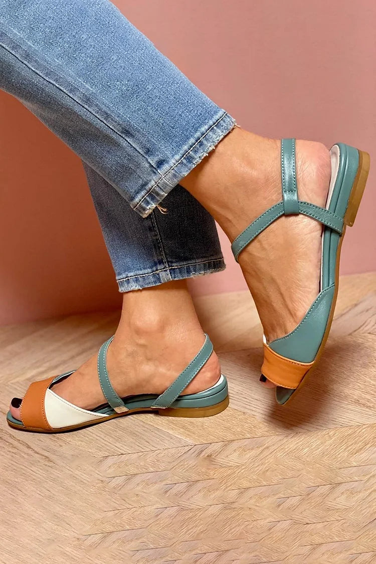 sandali trapuntati color block slingback con cinturino e punta aperta.