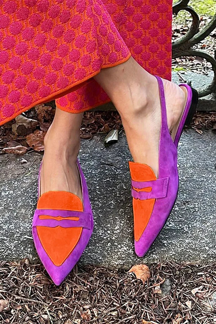 Ballerine viola slingback color block patchwork