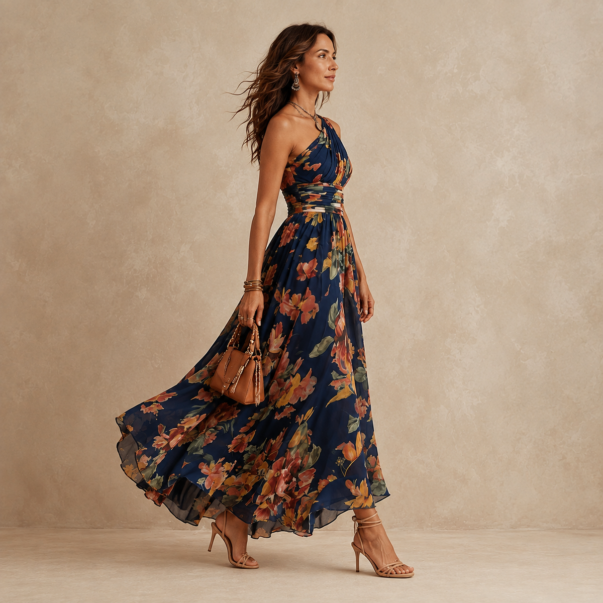 Celeste | Maxi Monospalla Floreale
