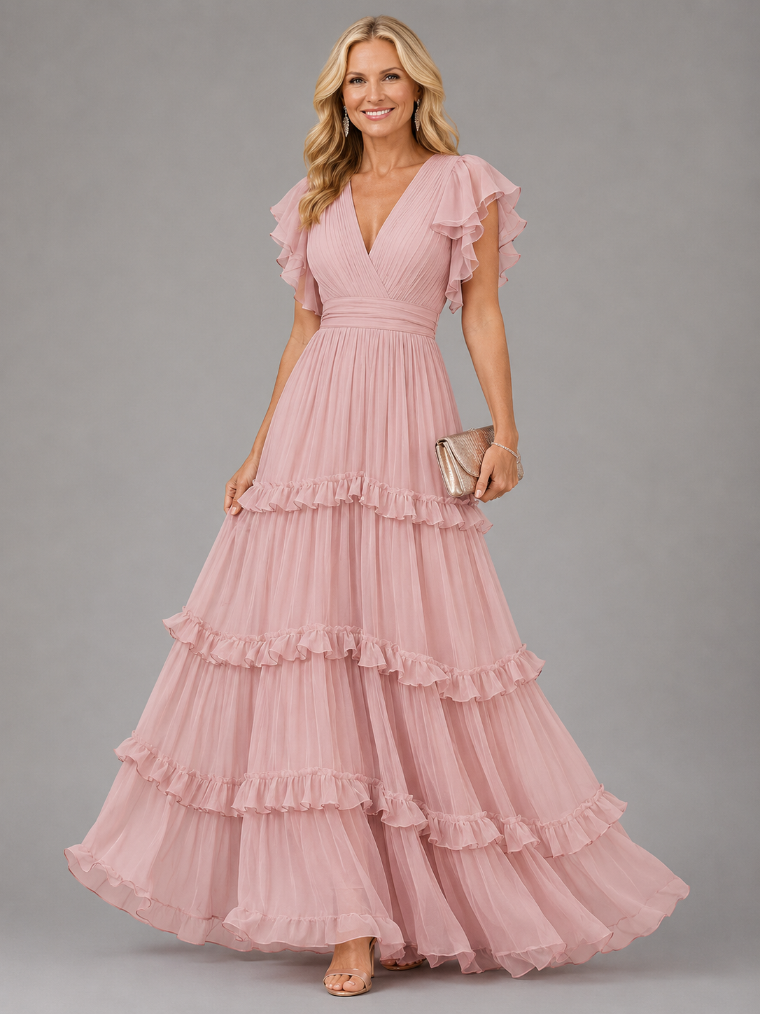 Zoe abito maxi cerimonia rosa - Bianca Módena