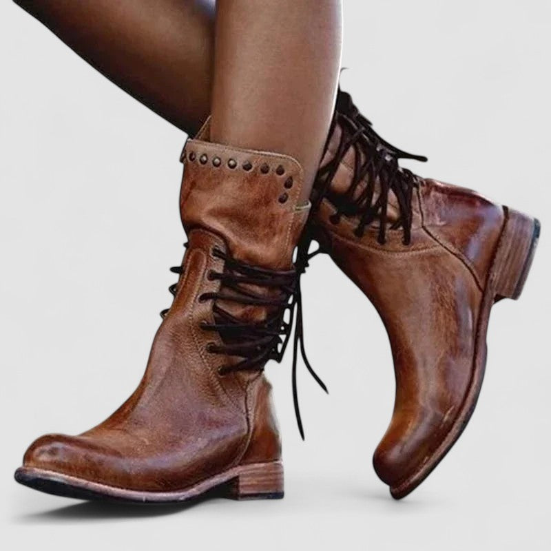 Rachel | Stivaletti Western Vintage con Lacci - Marrone