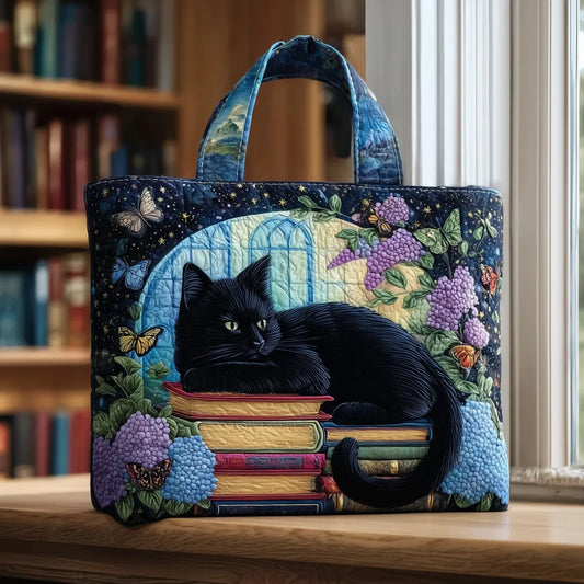 Ludovica | Borsa Trapuntata Gatto Nero tra i Libri
