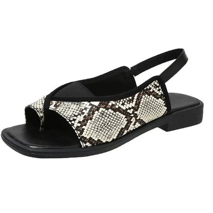 Sandali slingback stampa leopardata patchwork a punta quadrata