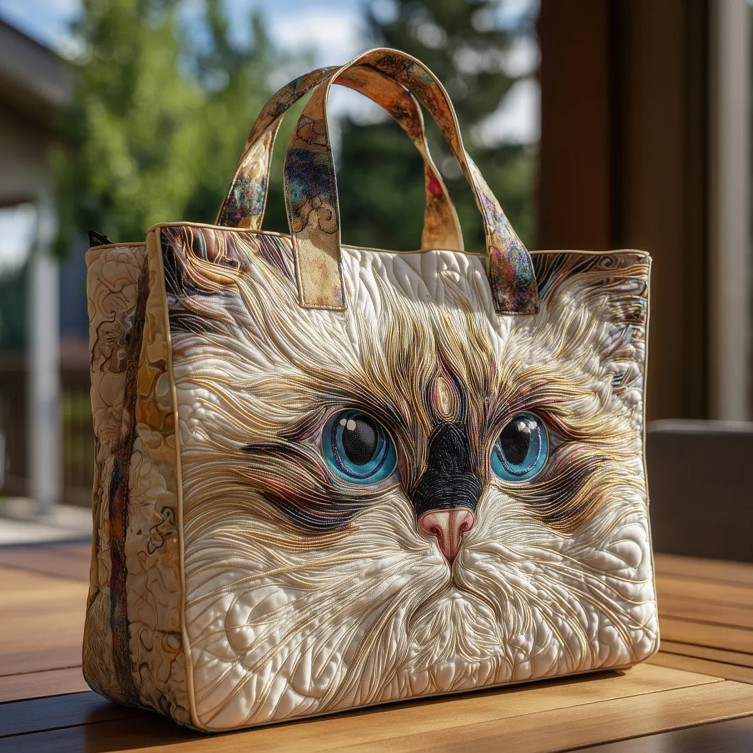 Anita | Borsa Trapuntata Gatto Bianco con Occhi Blu