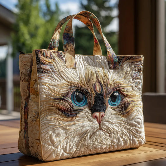 Anita | Borsa Trapuntata Gatto Bianco con Occhi Blu