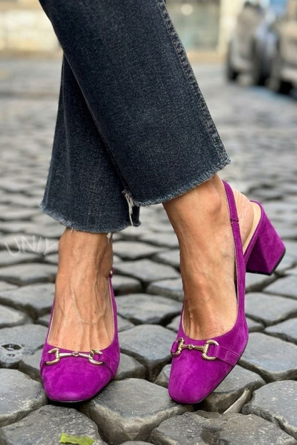 Tacchi a blocco slingback scamosciati Oliva