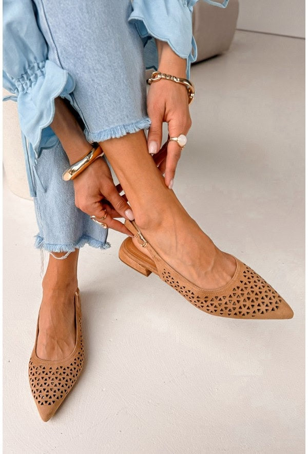 Ballerine slingback Cuoio a punta con taglio laser