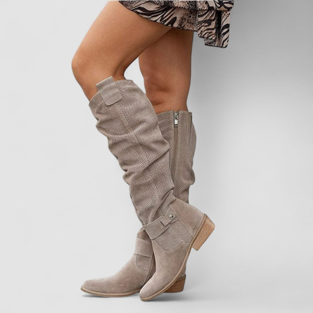 Georgiana | Stivali Western al Ginocchio Effetto Slouch - Cachi