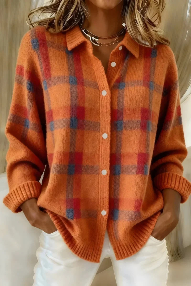 Prisca | Cardigan a Maglia a Quadri con Bottoni