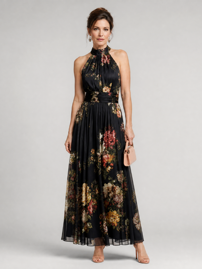 Sior abito midi floreale collo halter - Bianca Módena