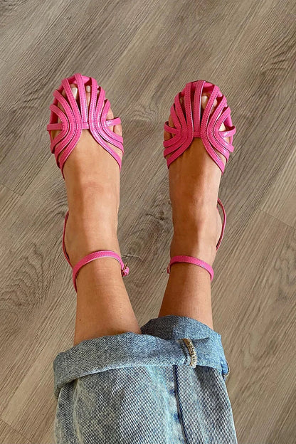 Ballerine cut-out a punta tonda in tinta unita con cinturino alla caviglia