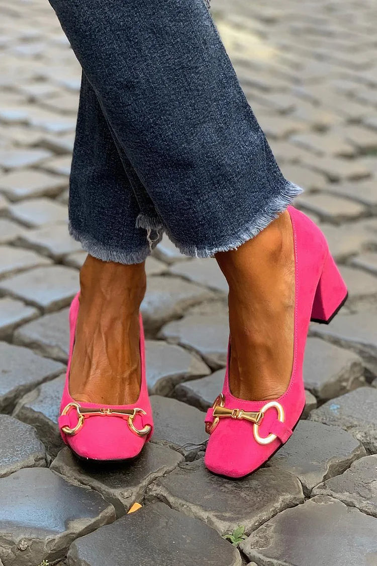 Tacchi grossi fucsia con fibbia in lega