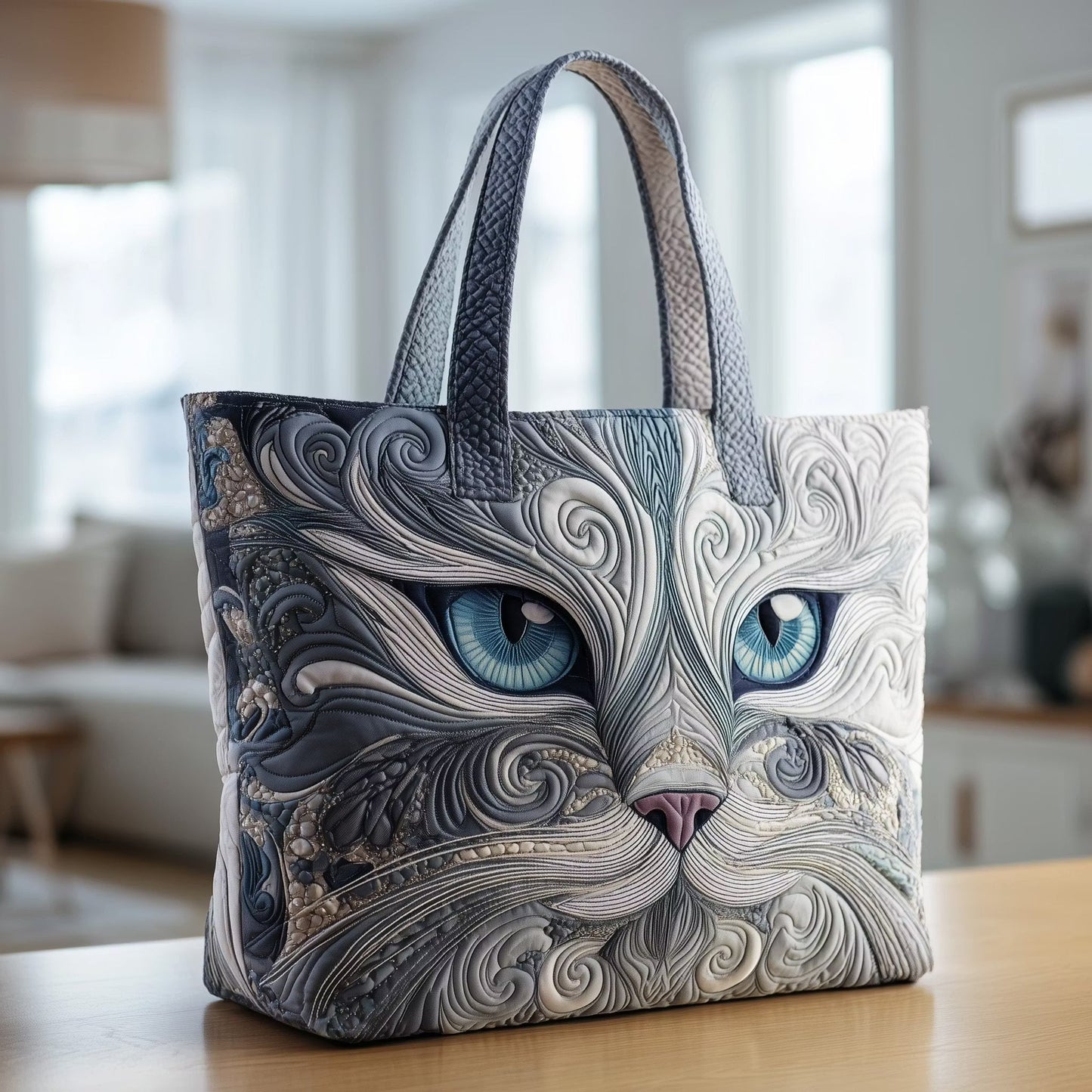 Rita | Borsa Trapuntata Gatto Bianco con Zucca