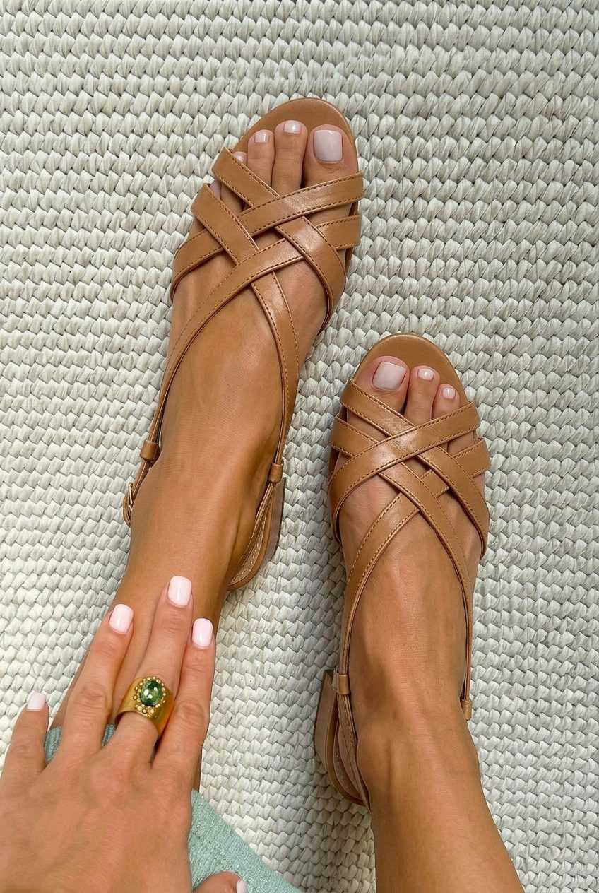 Sandali bassi bronzo con fasce incrociate