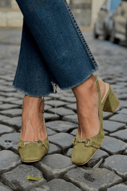 Tacchi a blocco slingback scamosciati Oliva