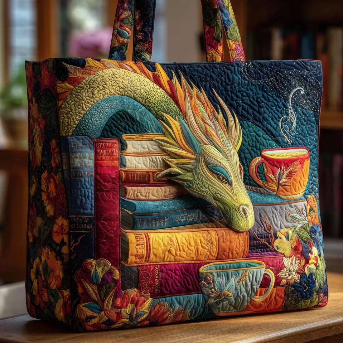 Ottavia | Borsa Trapuntata Drago tra Libri e Tazze