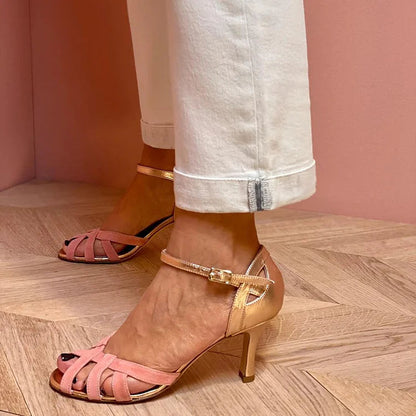 Tacchi a spillo cut-out peep toe color block