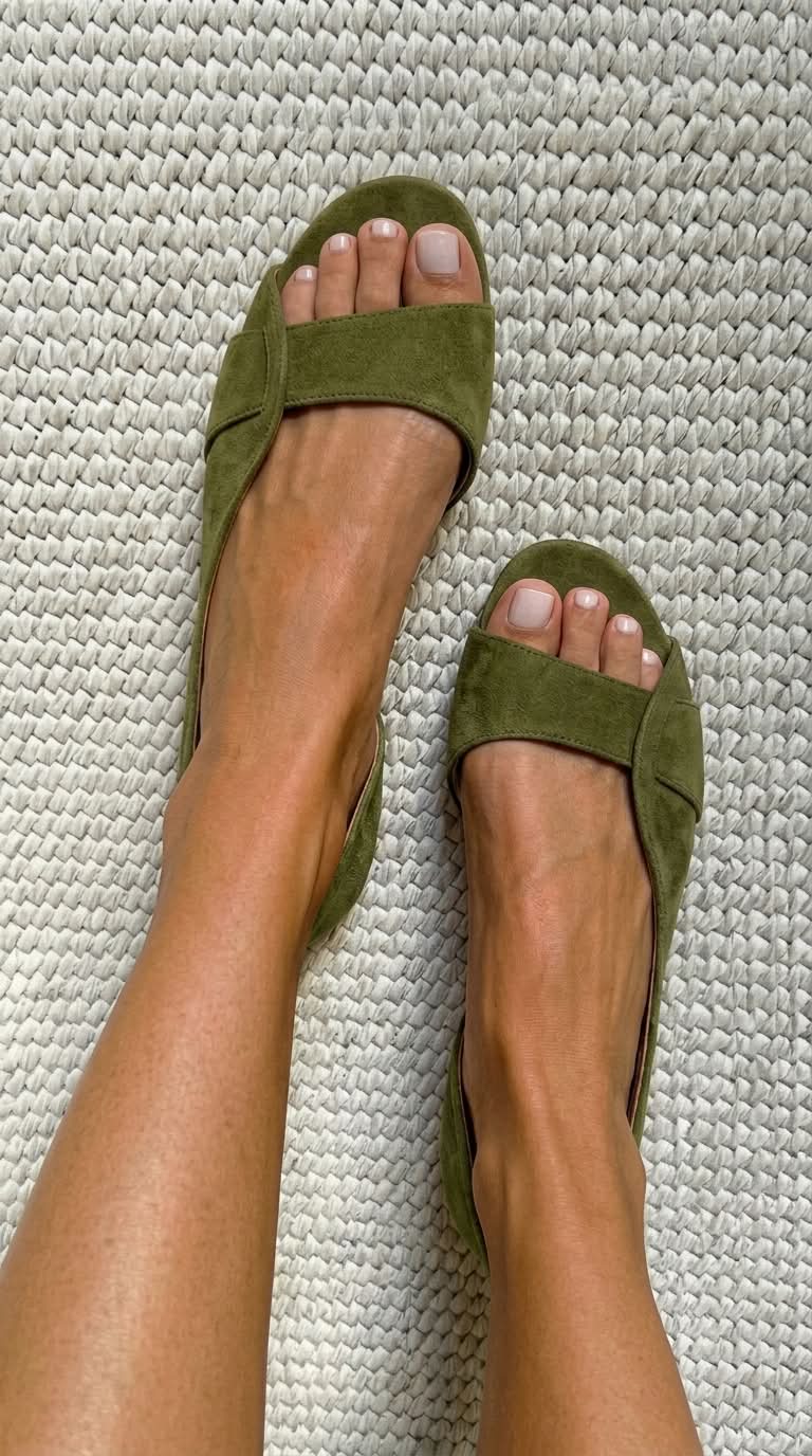 sandali casual in camoscio con slingback e punta aperta, suola piatta.