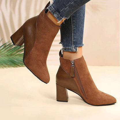 Stivaletti patchwork chunky a punta con zip