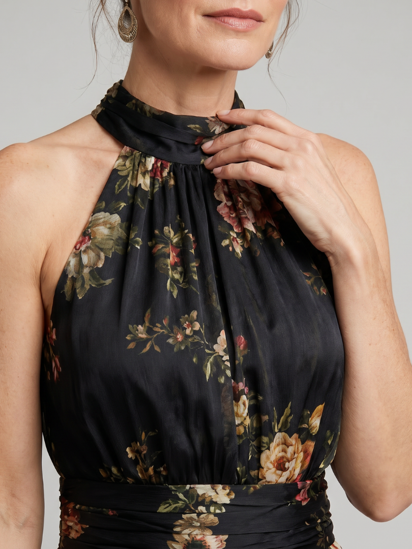Sior abito midi floreale collo halter - Bianca Módena