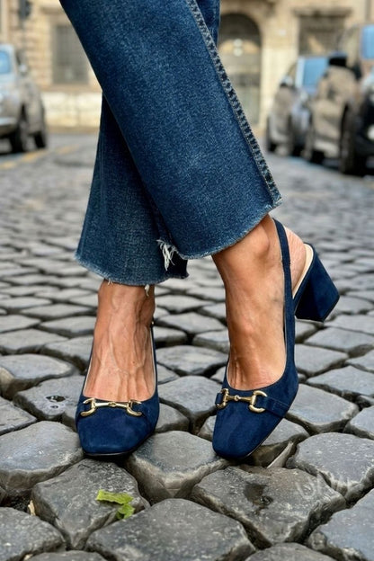 Tacchi a blocco slingback scamosciati Oliva