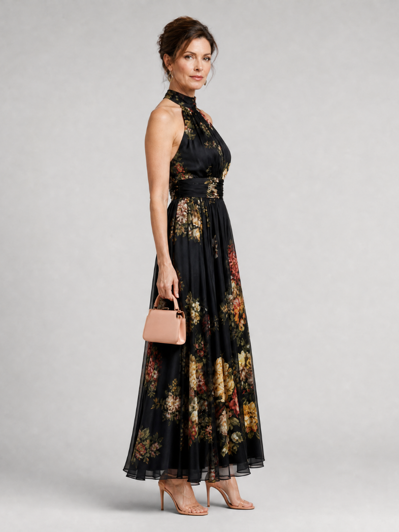 Sior abito midi floreale collo halter - Bianca Módena
