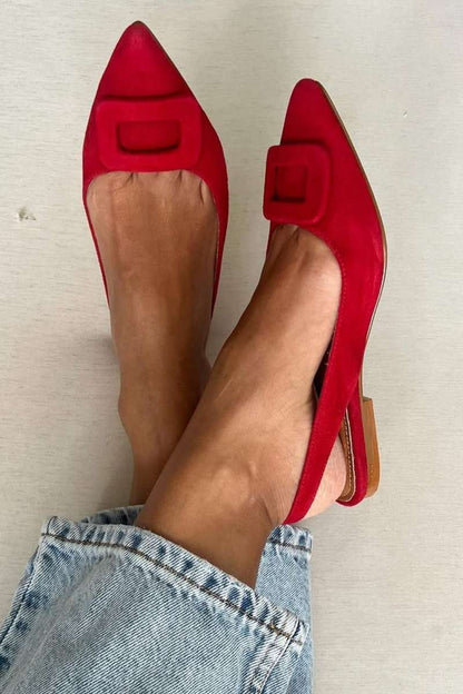 Ballerine décolleté rosse in camoscio
