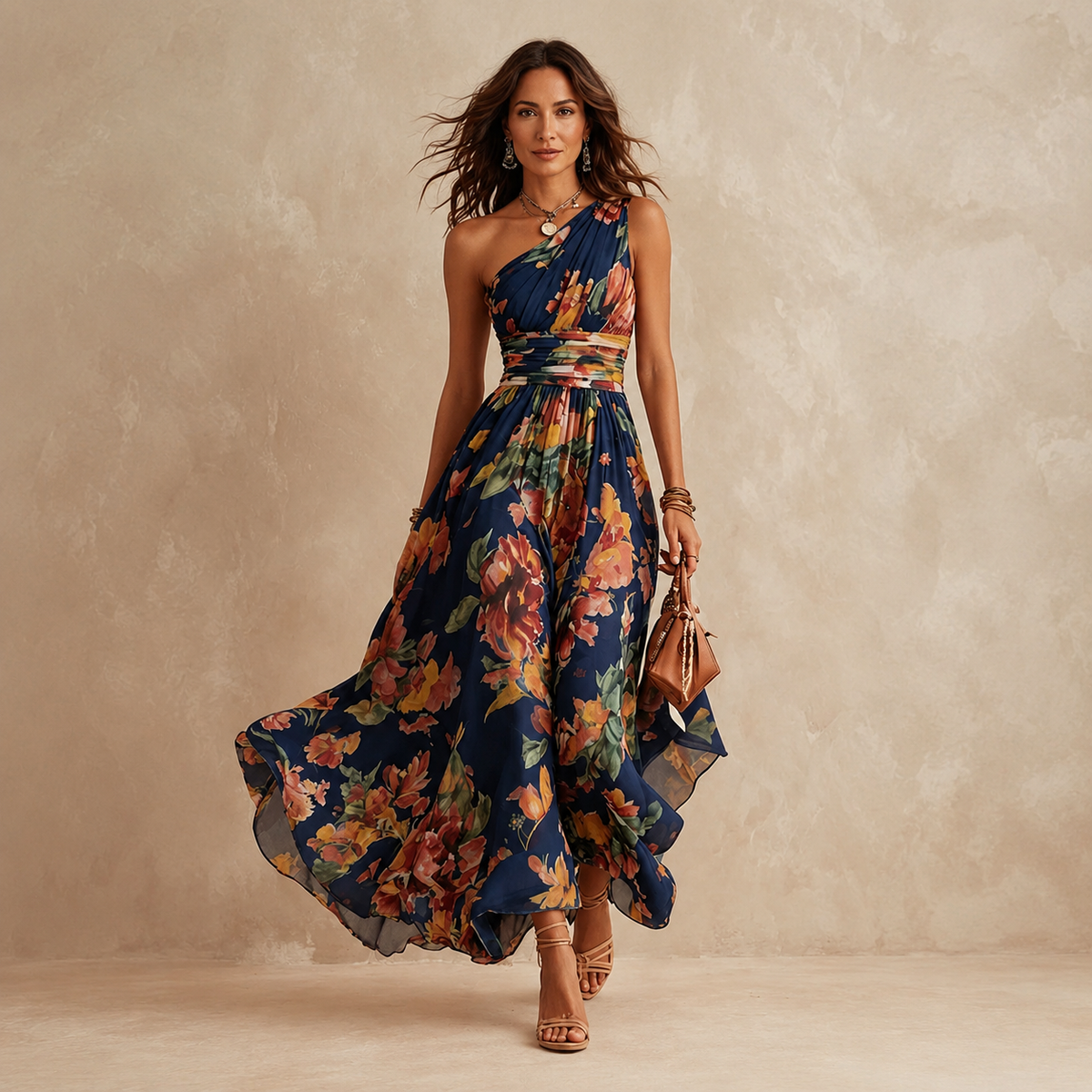 Celeste | Maxi Monospalla Floreale