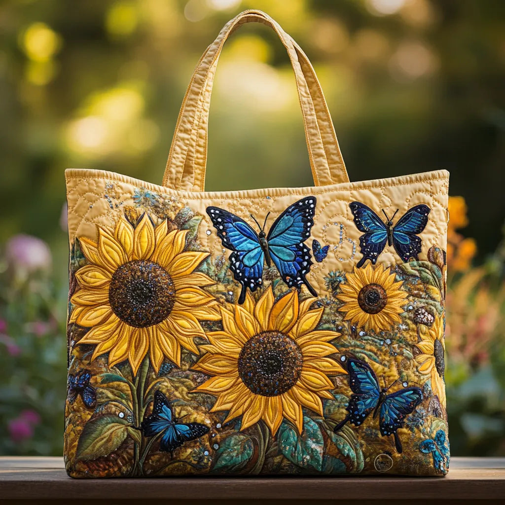 Greta | Borsa Trapuntata Girasoli e Farfalle Blu