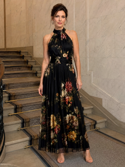 Sior abito midi floreale collo halter - Bianca Módena