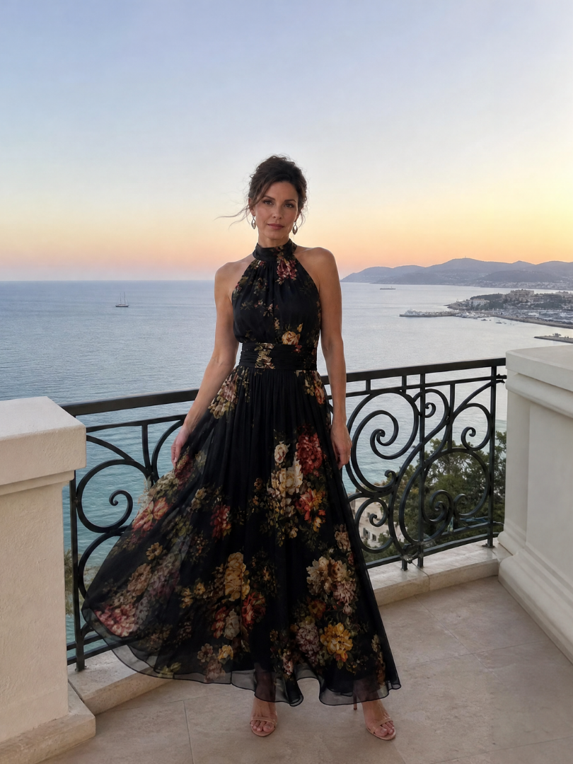 Sior abito midi floreale collo halter - Bianca Módena