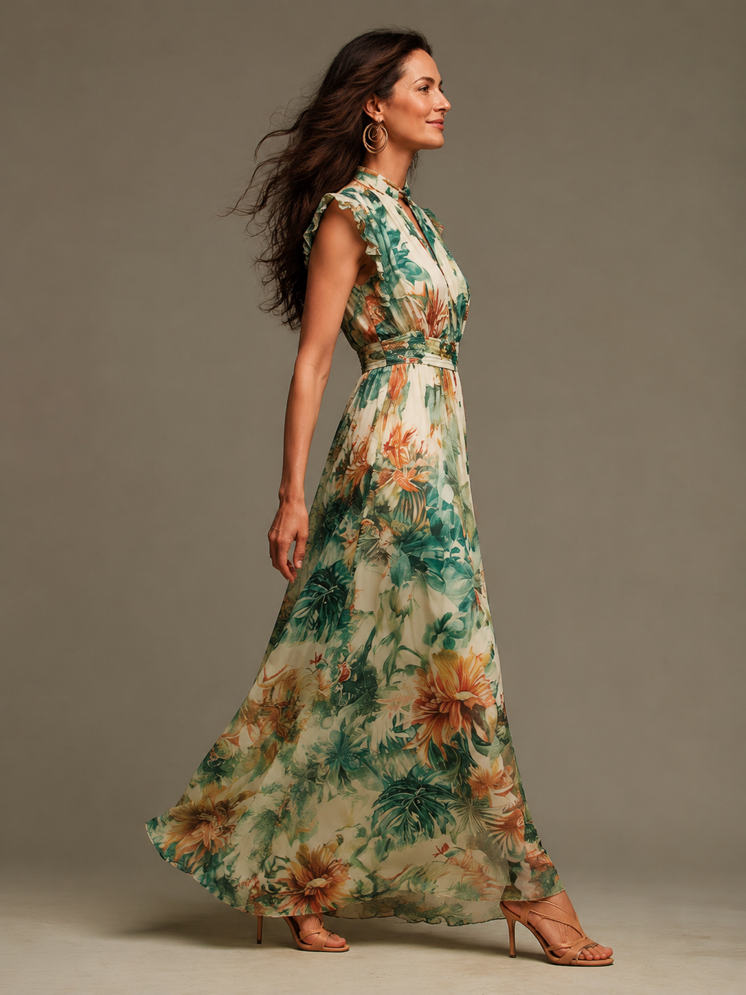 Grazia | Chiffon Tropicale Dipinto