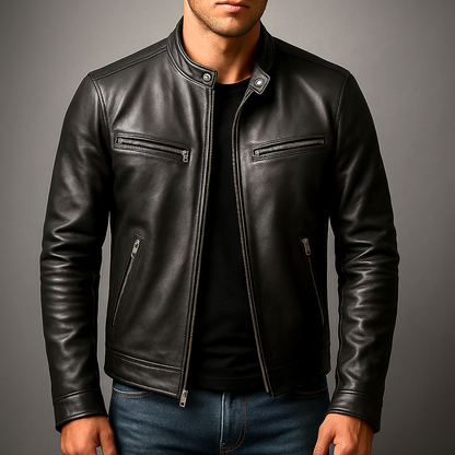 RECIO | Chaqueta vintage de piel con cremallera