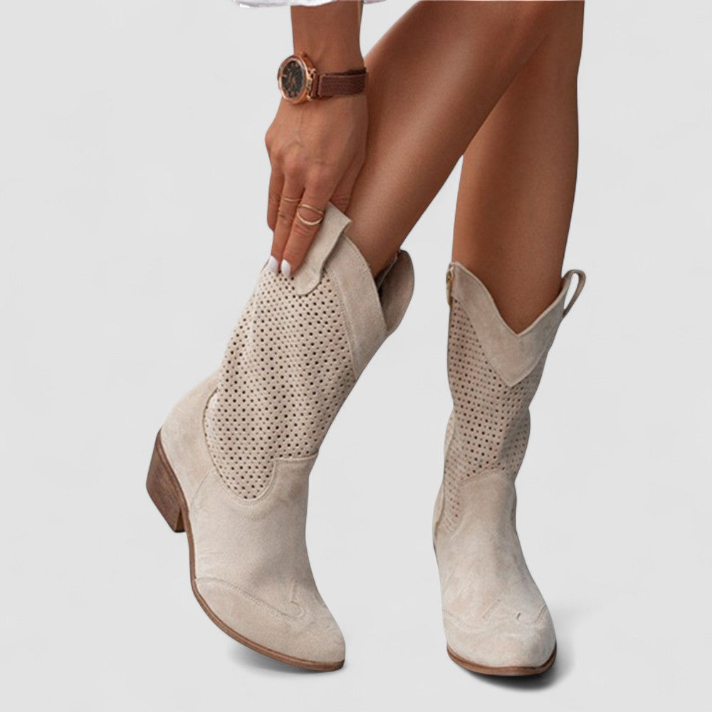 Quinn | Stivali Western Traforati - Beige
