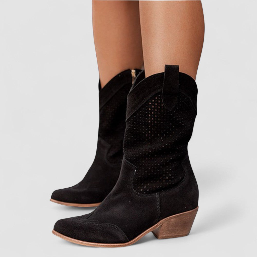 Quinn | Stivali Western Traforati - Nero